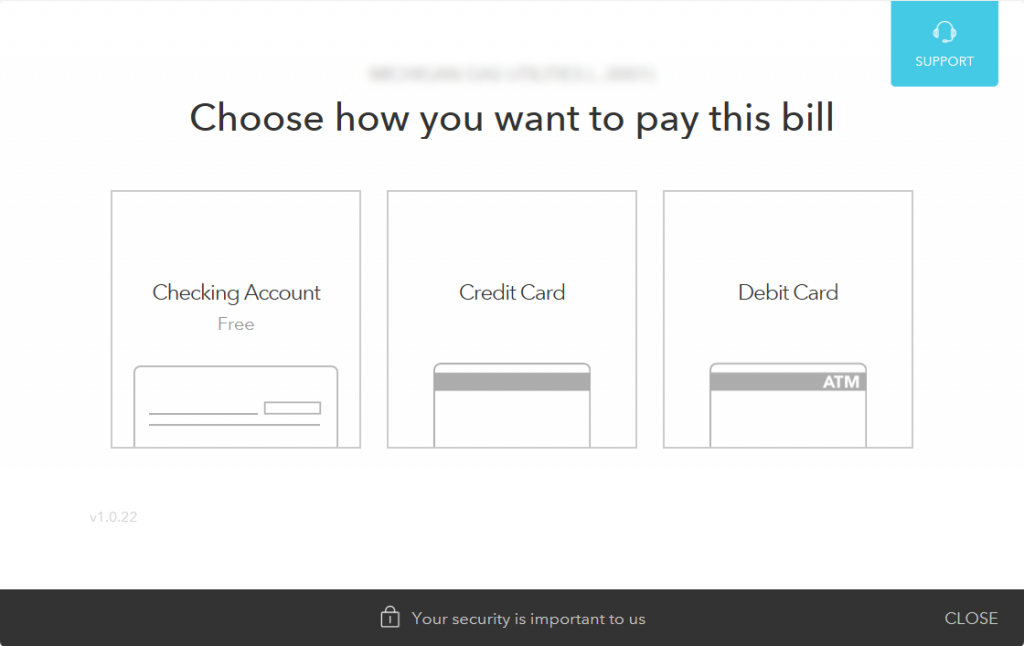 Screenshot of Mint's Bill Payment Type Menu, a component of Mint's Bill Pay functionality.