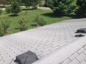 Our garage roof, the potential site of a future solar panel array installation.